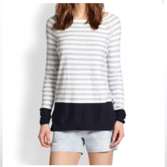 Vince striped colorblock slub sweater pullover crewneck Large - Picture 3 of 8